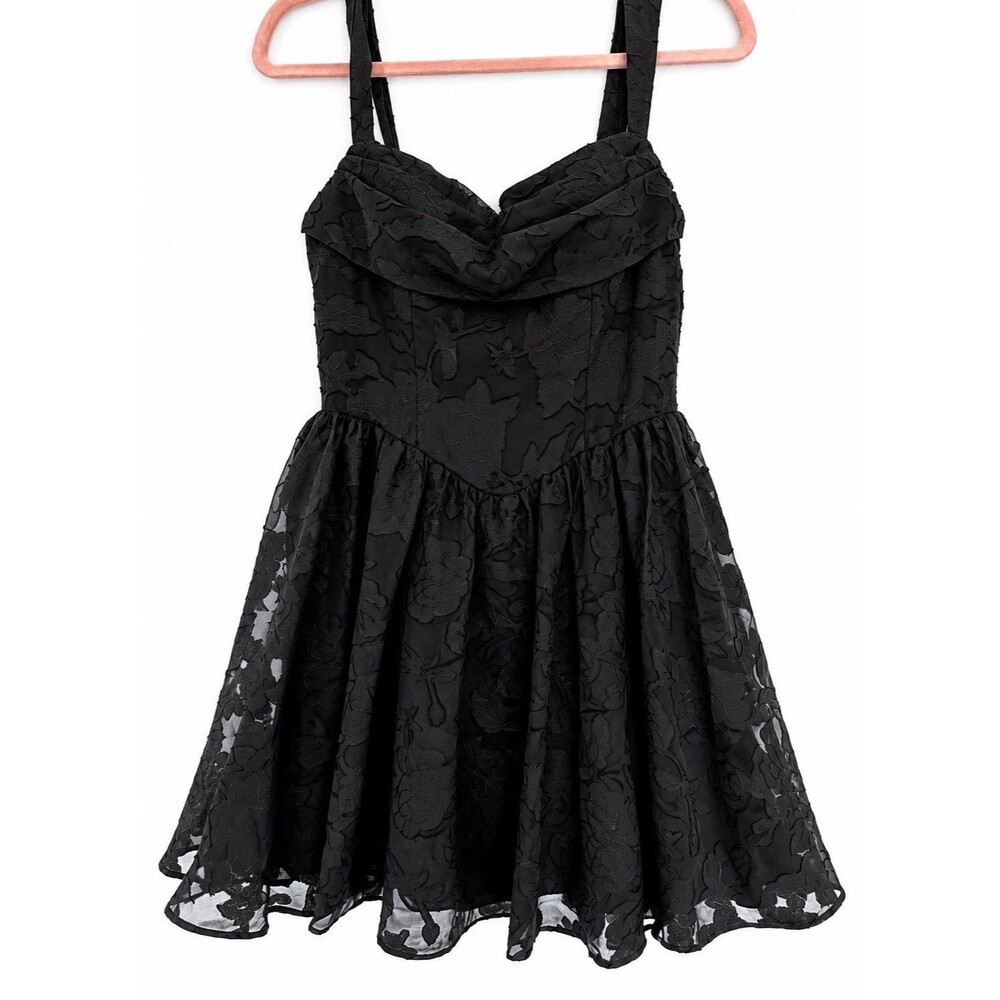 Azazie Atelier Ivy Black Floral Corset Mini Dress Size 6 NWT Gothic Coquette